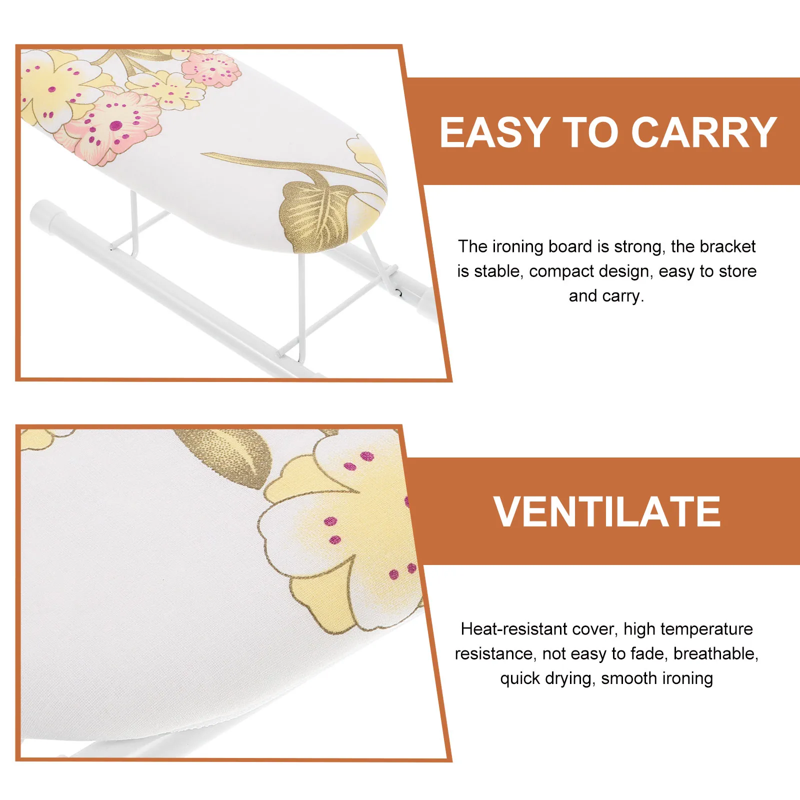 

Mini Folding Ironing Board Home Small Compact Practical Foldable Heat Resistant Cover Non Slip StableBracket Storage Carry Mini