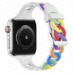 Gourmette Strap For Apple watch band 44mm 40mm 45mm 41mm 42mm 38mm 49mm 45 mm correa bracelet iWatch series 3 6 se 7 8 ultra 2 9