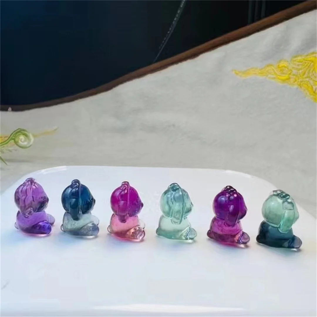 

10pcs/bag natural random 15mm cute small fluorite bear home decoration gift