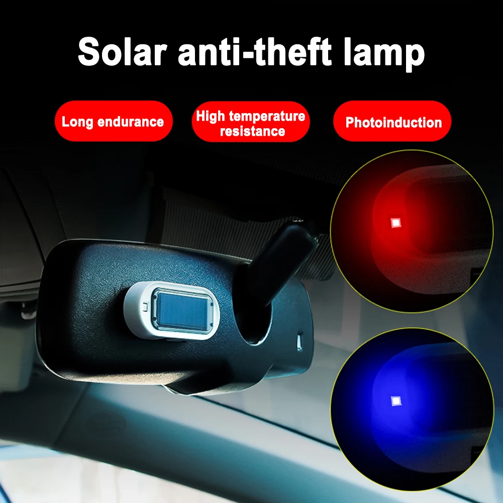 Wireless Warning Anti-Theft Caution Lamp Solar Powered Blue/Red Light Flashing Imitation Lamp Simulated Car LED Warning Light
