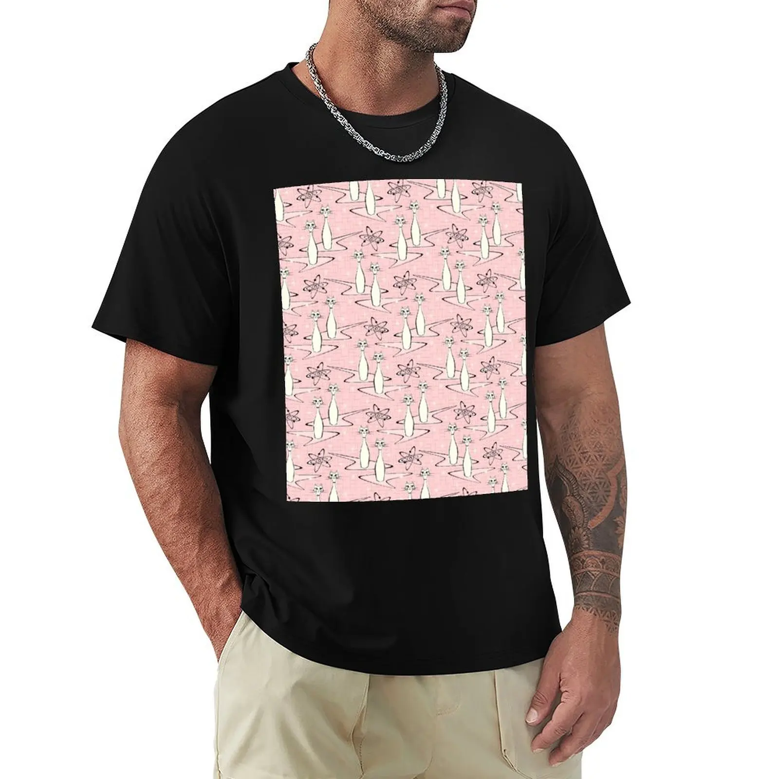 Atomic Cat Field on Pink Hatch ?studioxtine T-Shirt Cool Feeling Summer Tee Shirt