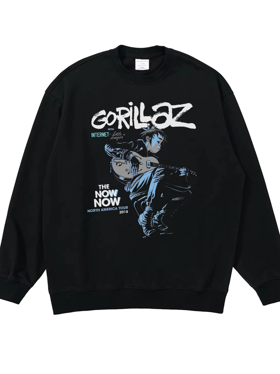 Gorillaz Street Fighter Kids Loose Fit round Neck Sweatshirt Digital Direct Spray Cotton Rock Band Print Unisex Autumn Wear