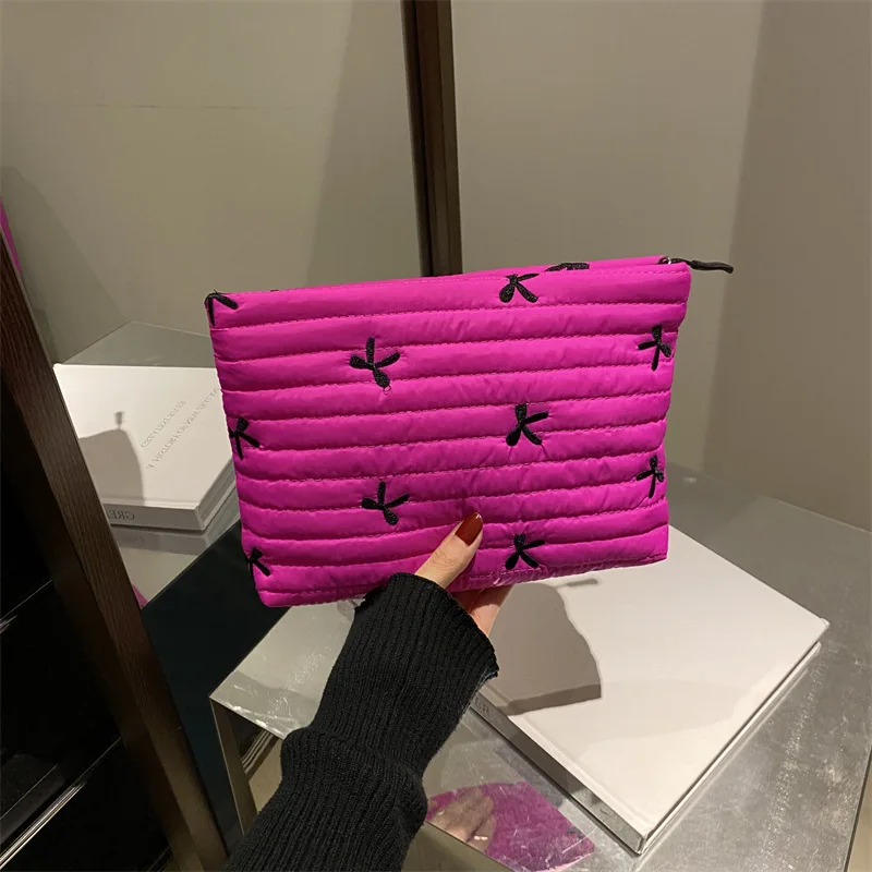 Fashionable  Knot Large Capacity Makeup Storage Bag Casual Handbag Autumn Winter New Arrival Korean Style Handheld Bag