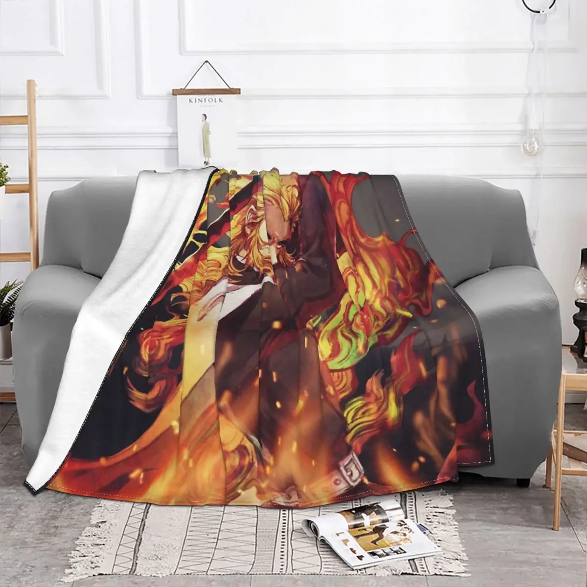 Flame Blanket Demon Slayer Fleece Velvet All Season Breathable Lightweight Ultra-Soft Throw Blankets For Bedding Rug Piece