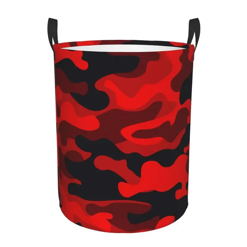 Military Camouflake Camo Red Black Laundry Basket Large Foldable Laundry Hamper Waterproof Oxford Storage Bucket Toys Organizer