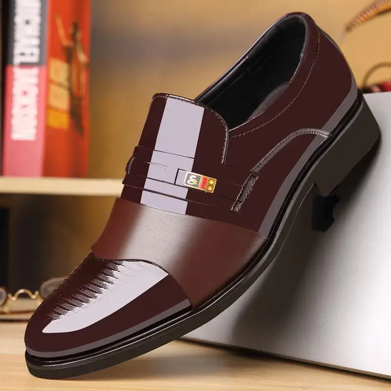 Men's Business Casual Shoes Spring Breathable Pointed Toe Shoes Leather Shoes Comfortable Work Shoes Formal Shoes