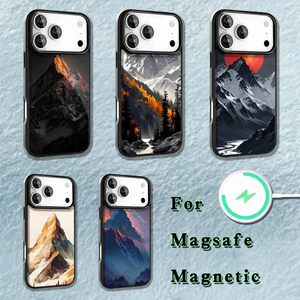 

Snow Mountain Scenery Design Phone Case iPhone 17,16,15,14,13,12,11,Pro,Max,Plus,Mini,SE4,E Magnetic Magsafe Wireless Charging