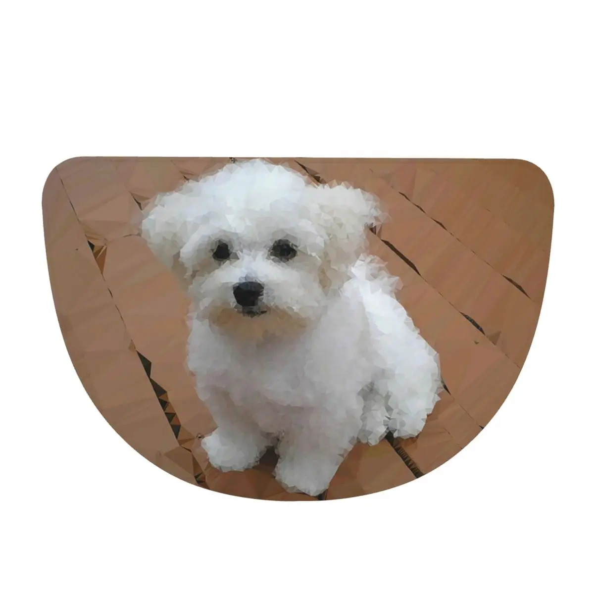 Maltese Puppy Low Poly Geometric Triangles Soft Half Round Doormat Non Slip Bathroom Mat Absorbent Floor Carpet for Home Bedroom