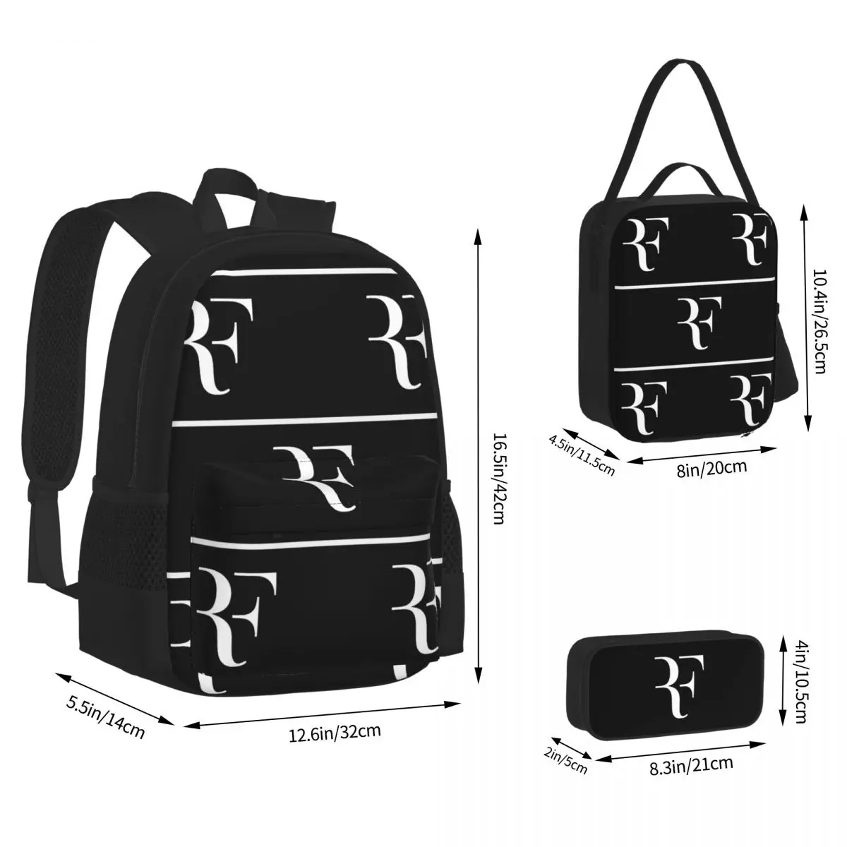 Roger Federer Backpacks Boys Girls Bookbag Children School Bags Kids Rucksack Lunch Bag Pen Bag Three-Piece Set