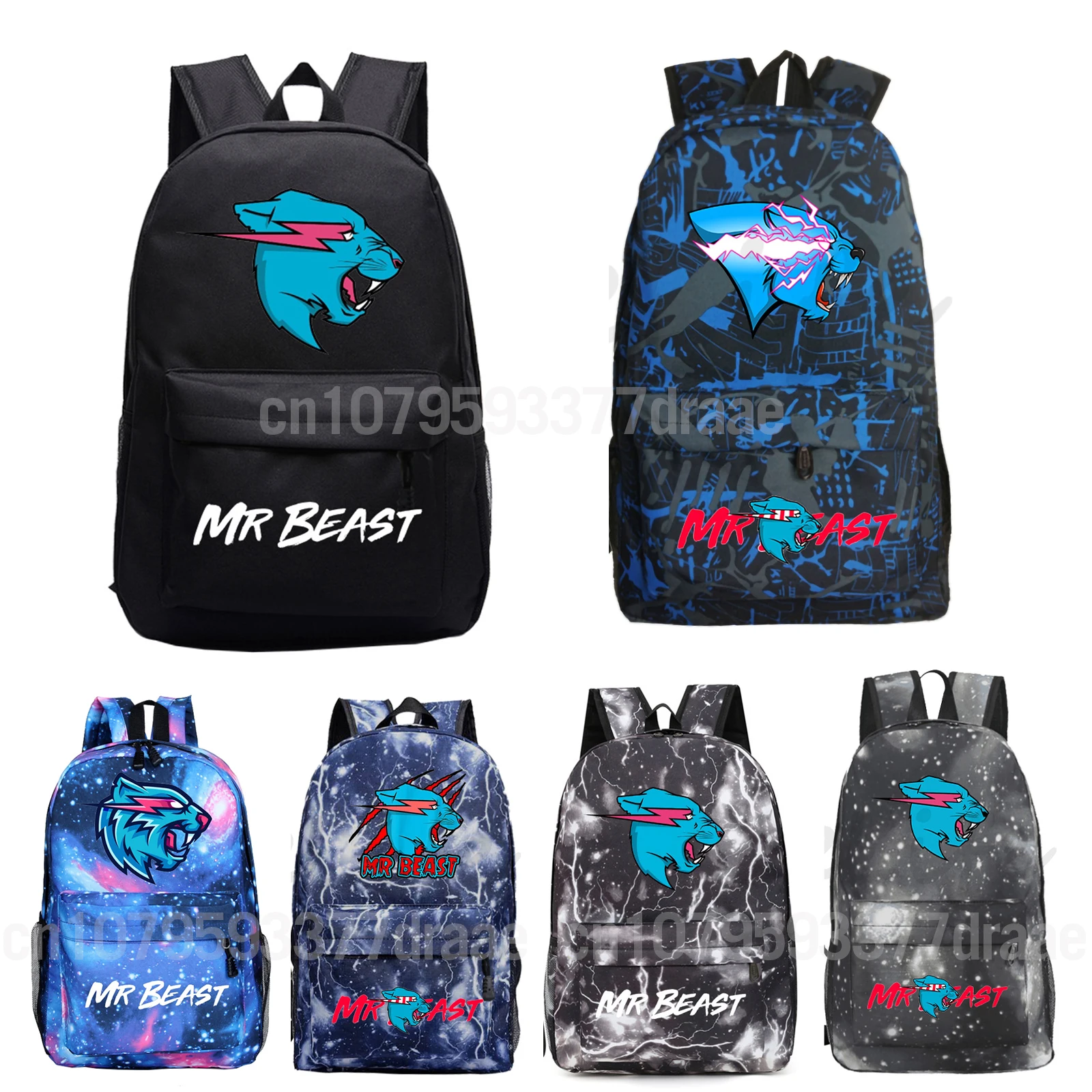 

Mr Beast Backpack Lightning Cat Laptop Bag Boys Girls Student School Bag Cute Cat Backpack Men Women Knapsack Schoolbag