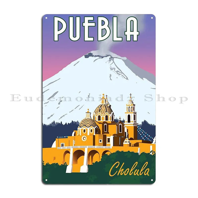 El Popo Cholula Puebla Mexico Metal Plaque Poster Classic Bar Vintage Cave Designs Tin Sign Poster