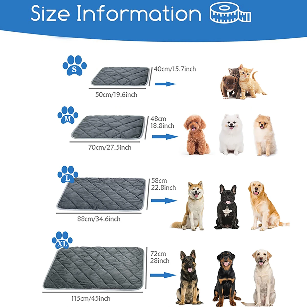 

Extra Warm Thermal Dog Crate Pad Washable Anti-Slip Kennel Mat Pet Supplies for Medium Small Dogs and Cats Self Heating Pet Pad