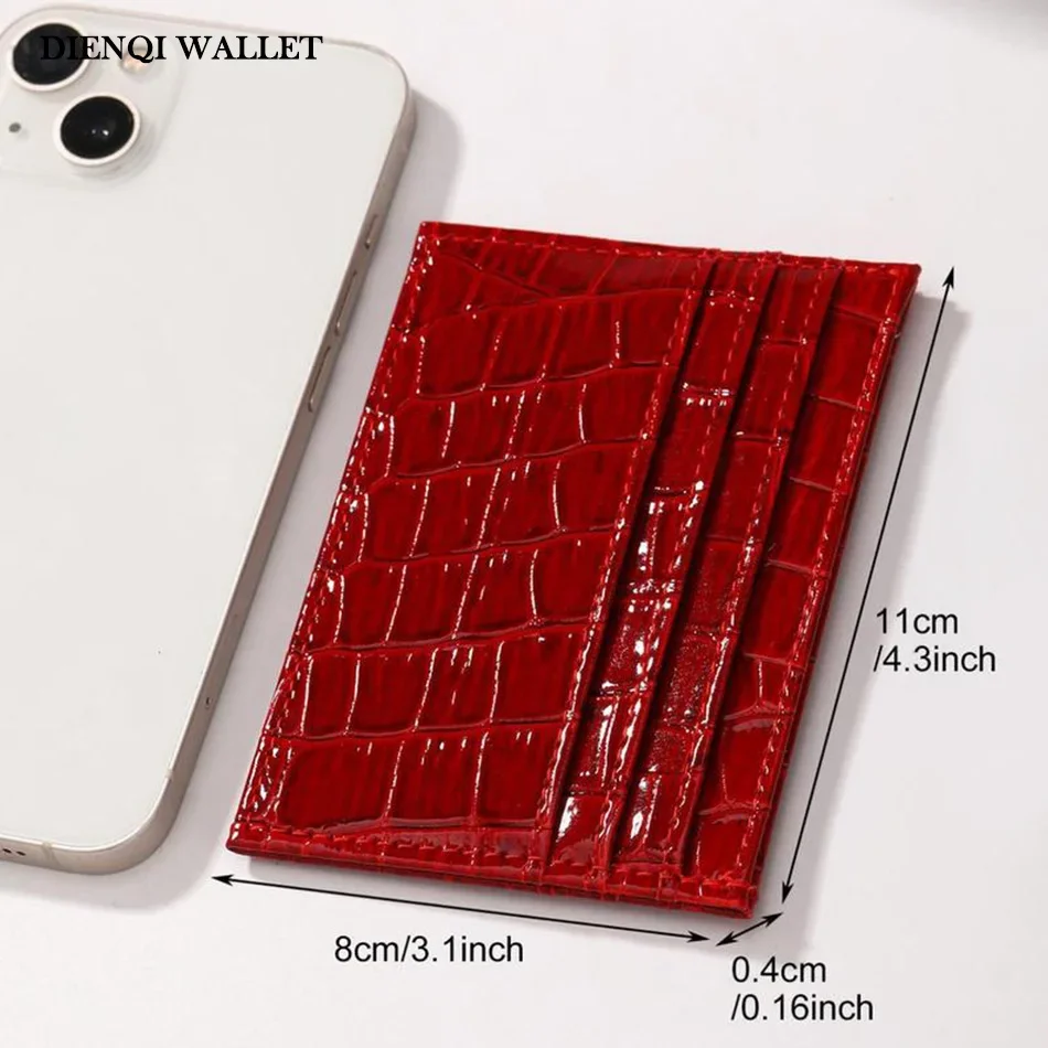 Women's Simple Plain Crocodile Pattern Wallet Casual Slim Wallet Minimalist Cardholder Multi-slot Card Holder for Women & Girls