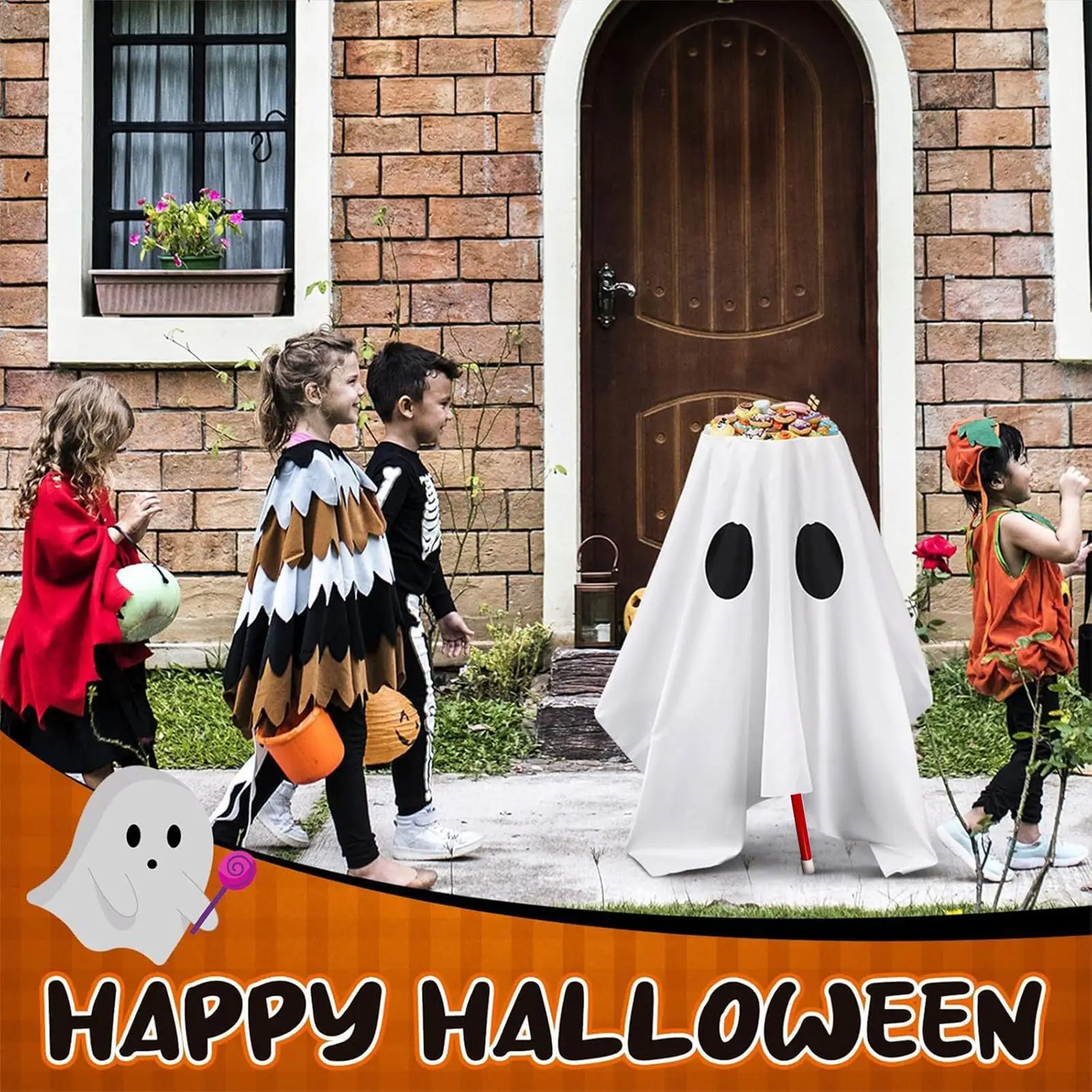 

Halloween Candy Dish Stand Ghost Trick Or Treat Candy Holder With LED Light Festive Halloween Decorations For Indoor Outdoor