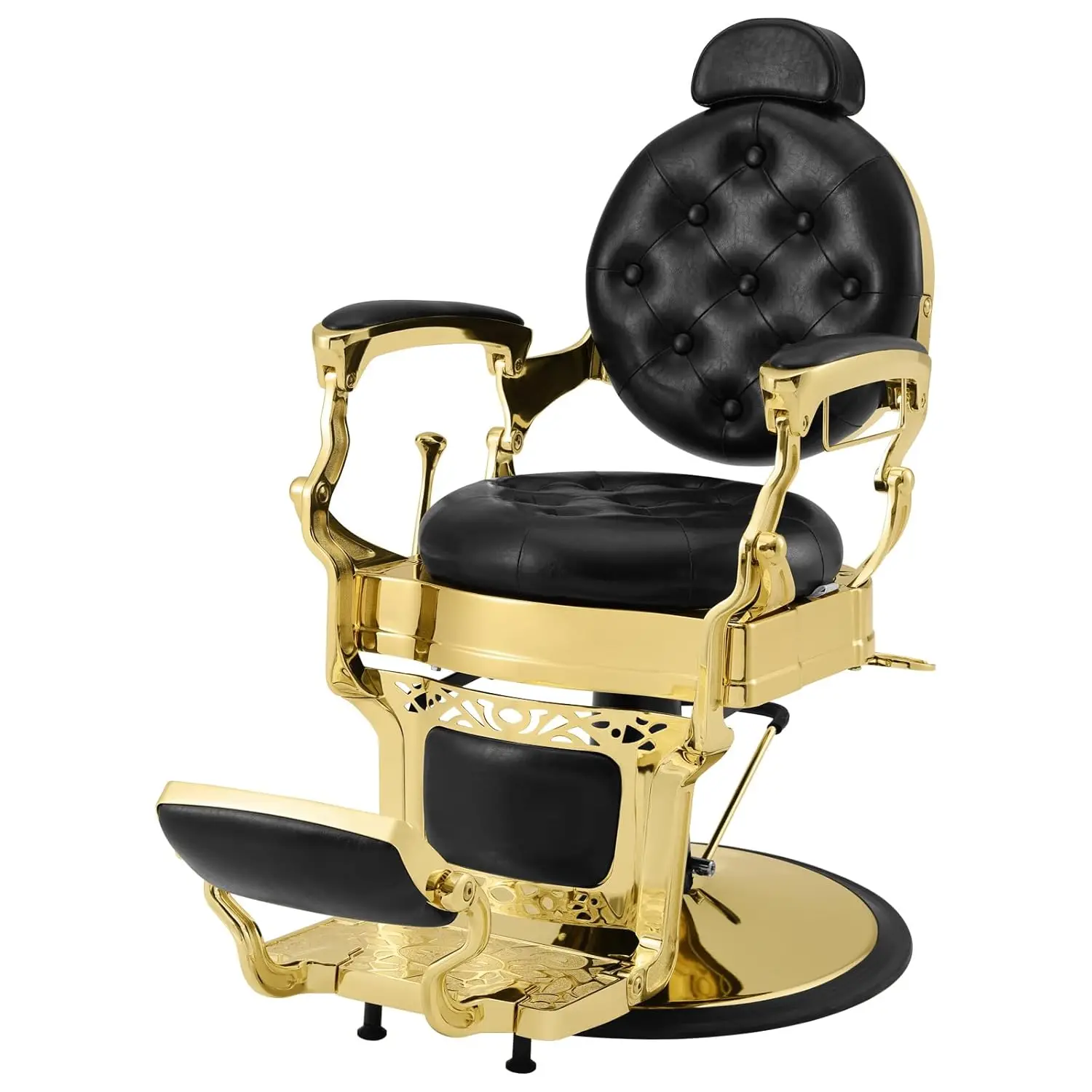 Cadeira de Barbeiro Retrô Reforçada, Cadeira de Salão Vintage, Reclinável Hidráulica, Equipamento de Estilização para Salão de Beleza e Spa, Arredondada, Personalizada
