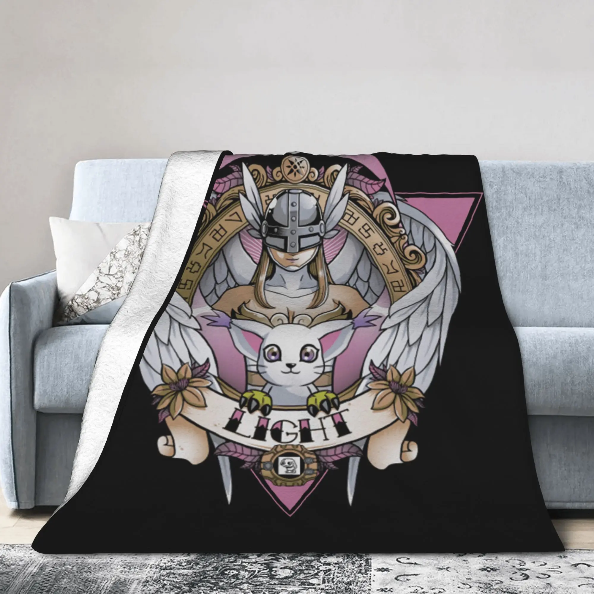 Digital Light Blanket Flannel Digimon Nostalgic Anime Ultra-Soft Throw Blankets for Outdoor Travel Bedroom Quilt