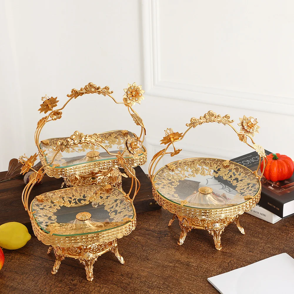 Cesta de frutas portátil ZML de una sola capa con diseño de pétalos, cesta de frutas decorativa para banquetes y bodas.
