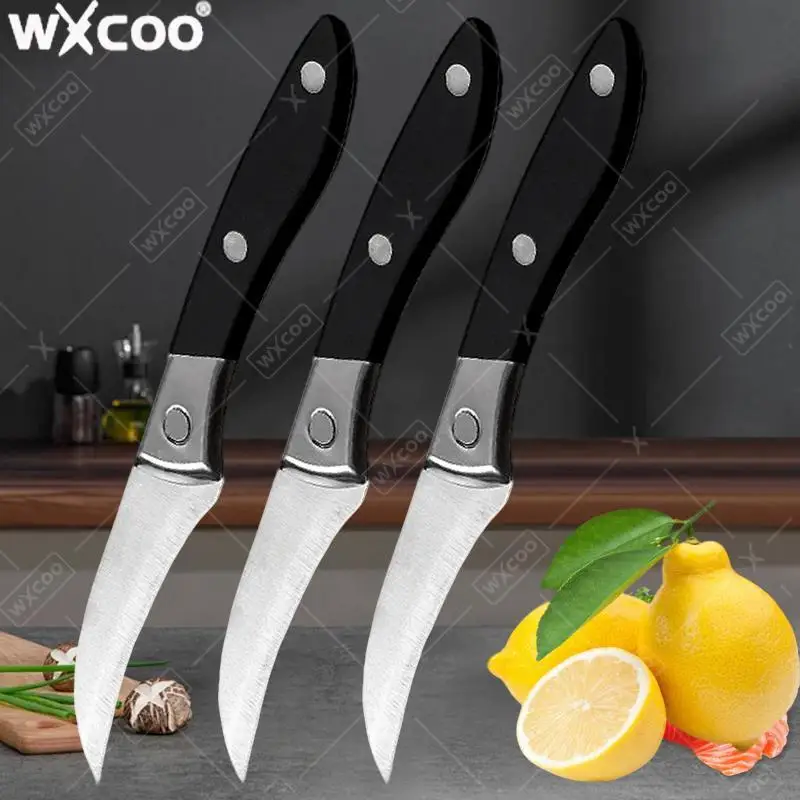 WXCOO Obstschälermesser, perfekt für die Küche, Edelstahl, Gemüse, rutschfest, schwarzer Griff, Obstschälmesser