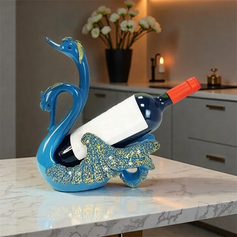 

Couple Swan Resin Wine Holder Sculpture European Style Table Centerpiece For Living Room Entryway For Couples Anniversary Gift