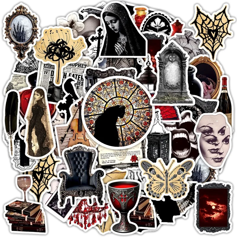 10/30/50PCS Cartoon Black Gothic PVC Sticker Aesthetic DIY Decoration Phone Laptop Luggage Skateboard Graffiti Decals