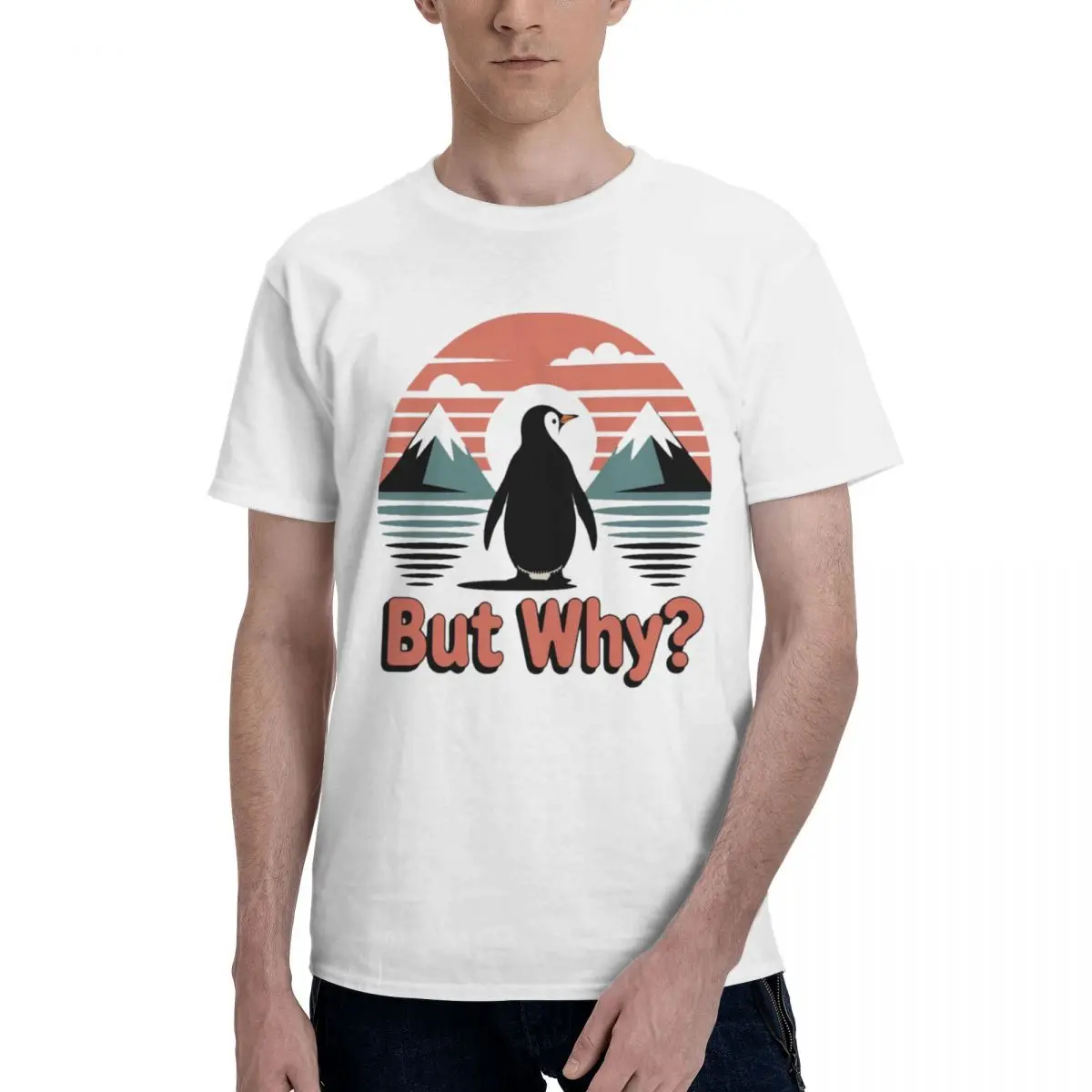 Men Nihilist Penguin But Why Arctic Snow Meme Philosophy Vintage T Shirt Streetwear Cotton Men T Shirt
