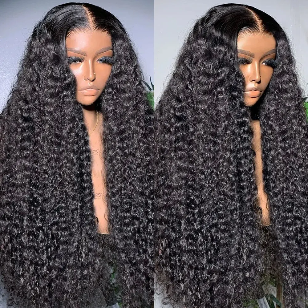 

13x4 Water Curly Remy Full Lace Front Wig 13x6 Lace Frontal Human Hair Wig Deep Wave 28 Inches Preplucked Hair For Women On Sale