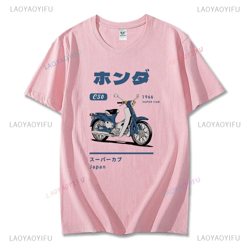 الكلاسيكية سوبر شبل C50 دراجة نارية طباعة الرجال تي شيرت اليابانية دراجة نارية الجرافيك التي شيرت عالية الجودة القطن قصير الأكمام تيز