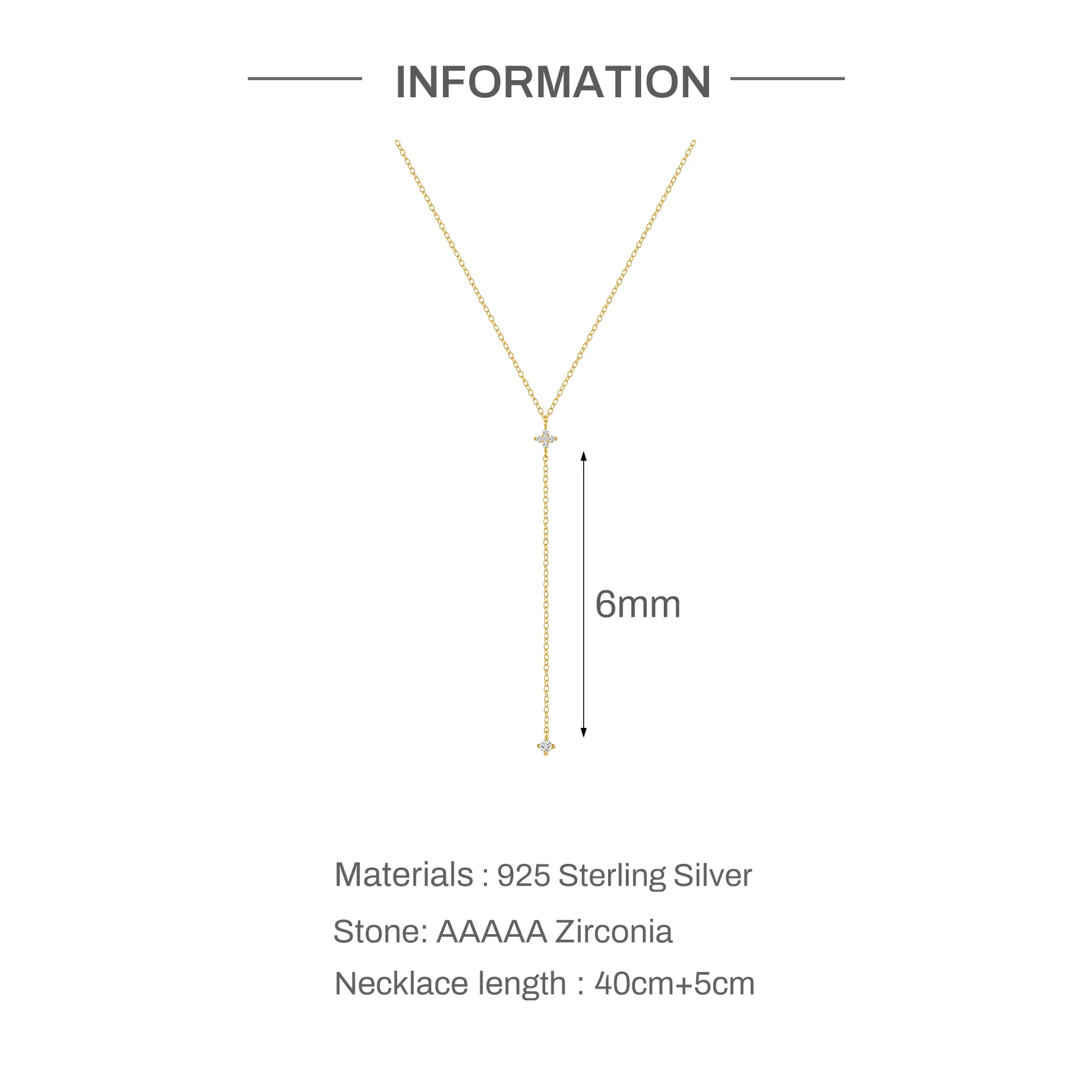 Aide Halskette aus 925er-Sterlingsilber, elegante Y-Form, für Damen, Temperament, lange Kette, Quaste, Wassertropfen, CZ-Zirkon-Anhänger-Halskette – Detail 27