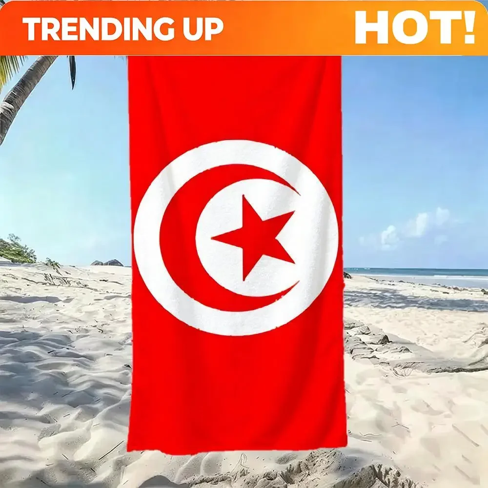 Custom Flag T-Tunisia Towel Five-Star Hotel Quality Eco-Friendly Ultra Soft Thick Towels & Beach Towels