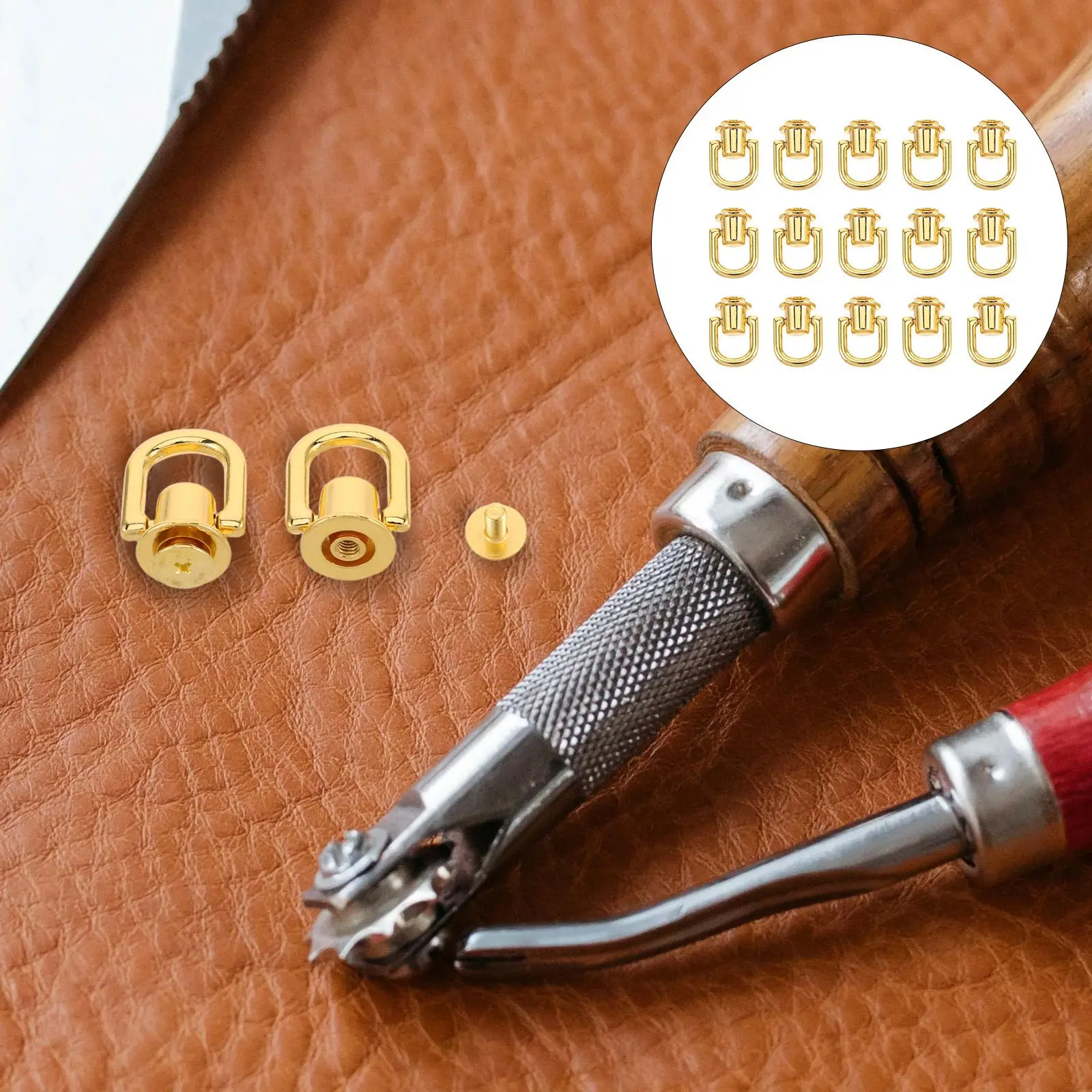 20pcs Hoisting Ear Buckle Purse Strap Hardware Chain Stud Screw Metal Wallet Rivets Necklace Rope Cord Bag Hardware D Ring Metal