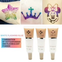 2pcs White color Glitter glue Tattoo Gel (30ml/bottle) for Body Paints for Temporary Tattoo Kit Body Art Kit Tattooing Supplies