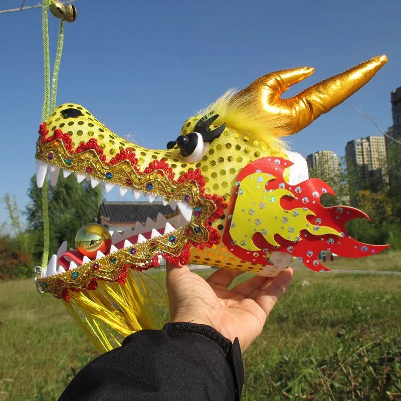 6/810M Yellow Chinese Dragon Dance For One Person Fitness Prop Outdoor Practice Adults Square Dancing