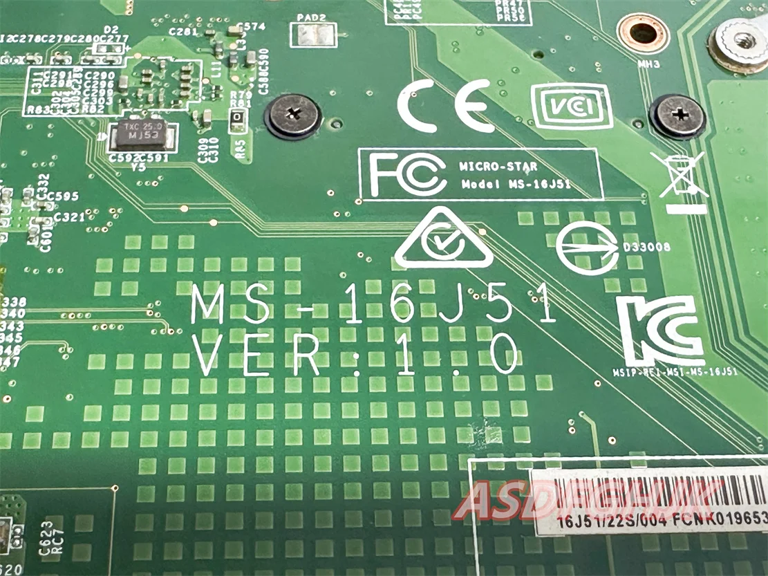 MS-16J51 VER 1.0  FOR MSI GL62 6QF-626XCN LAPTOP MOTHERBOARD WITH I5 I7 CPU AND GTX950M