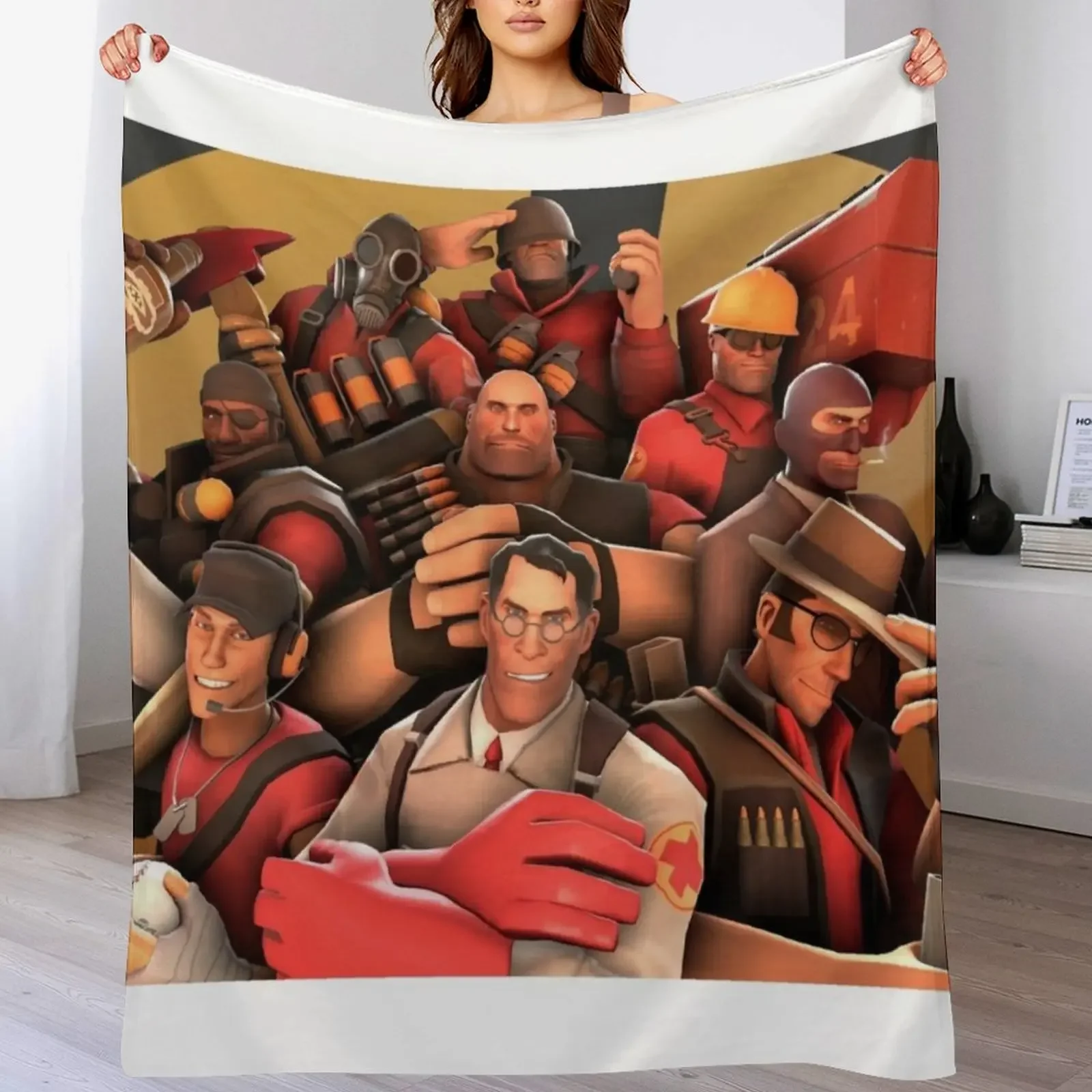 Team Fortress 2 Poster Art Throw Blanket Stylish Warm Blanket for Living Room Bedroom