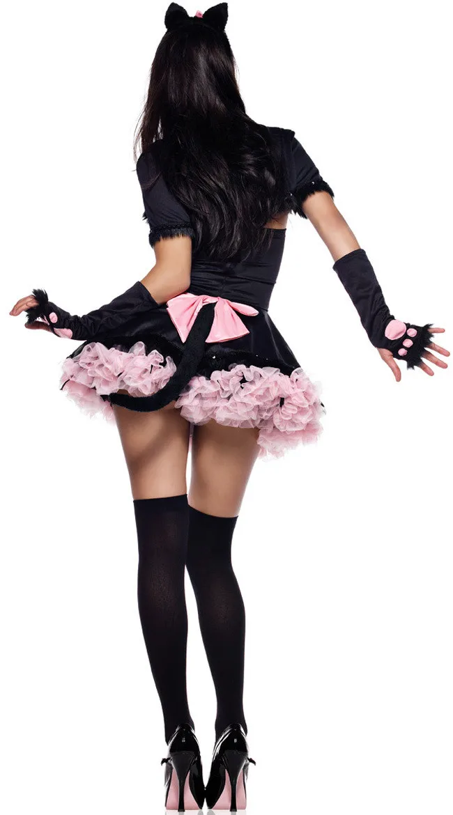 Déguisement Lapine Noire Sexy – Robe, Oreilles, Gants et Cape – photo 3