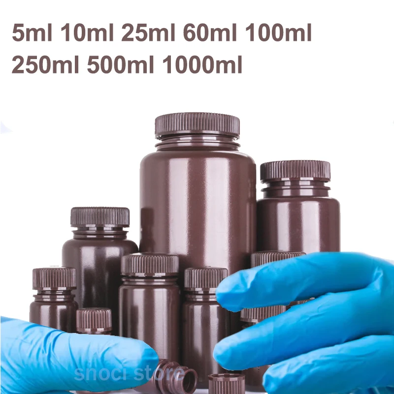 

5ML-1000ML brown Reagent bottles Wide Mouth Refillable Bottle Food Grade Plastic Container for Liquid Leakproof Reagent bottles
