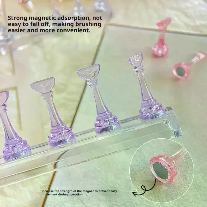 5 pièces pratique des ongles échecs 3cm surélevé acrylique formation magnétique pratique ongles conseils support portable présentoir des ongles outil des ongles