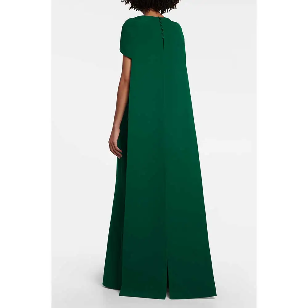 YUMDAI Green Elegant Long Cape Evening Gown Saudi Arabian Women Formal Ball Dress And Floor Style Special Occasion Crepe Dress