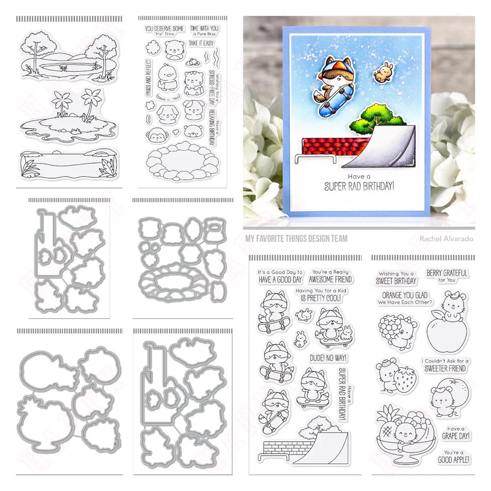 Pure Bliss and Super Rad Skaters Die New Metal Cutting Dies And Clear Stamps For DIY Scrapbook Album Paper Card Decoration Craft