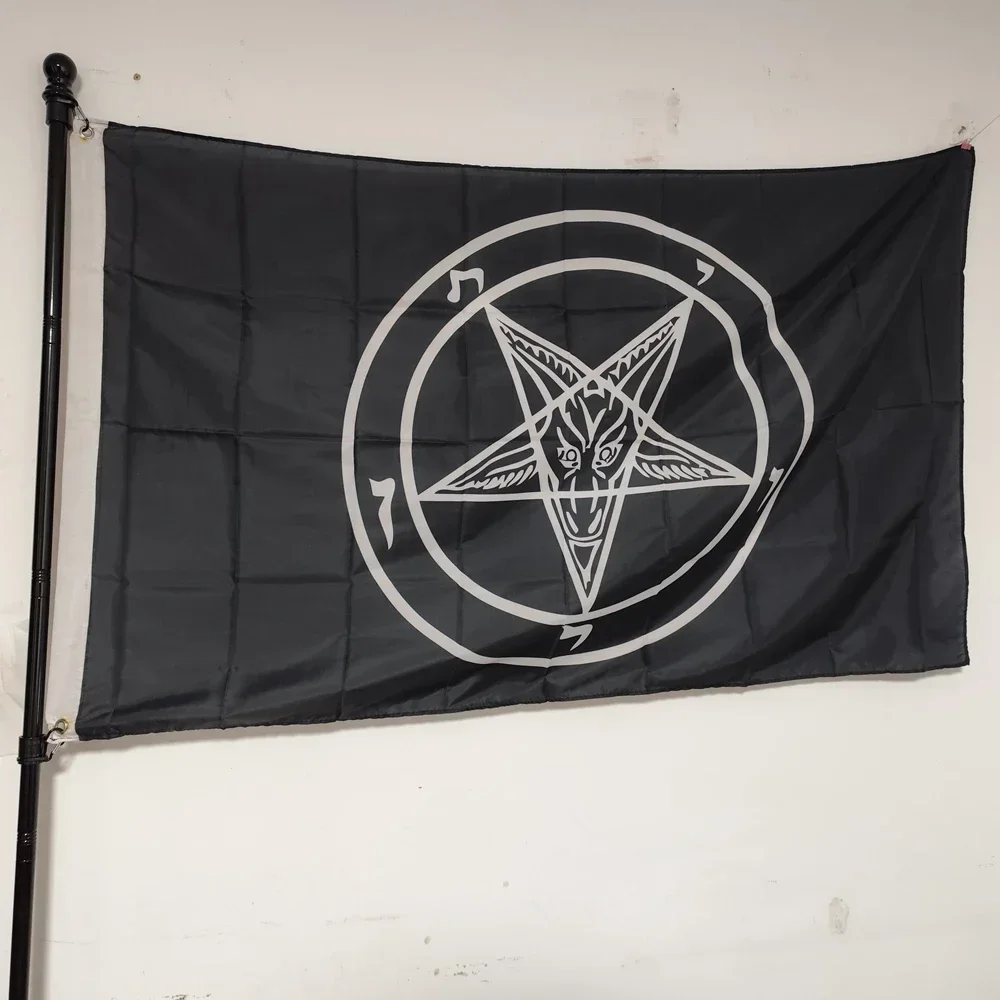 

Polyester Flag of Roman Catholic Church, Templar Baphomet, Pentagram Decor, 90x150cm