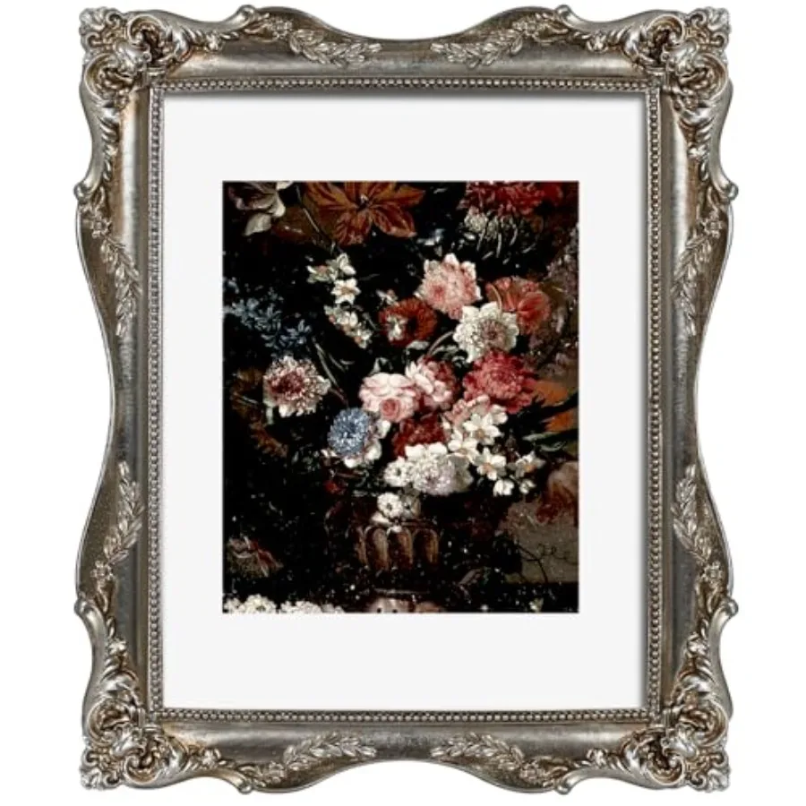 

Изысканная фоторамка 11x14 с паспарту для фотографий 8x10 или 11x14, из настоящего стекла, винтажная, в стиле барокко, викторианский дизайн, для настенного размещения