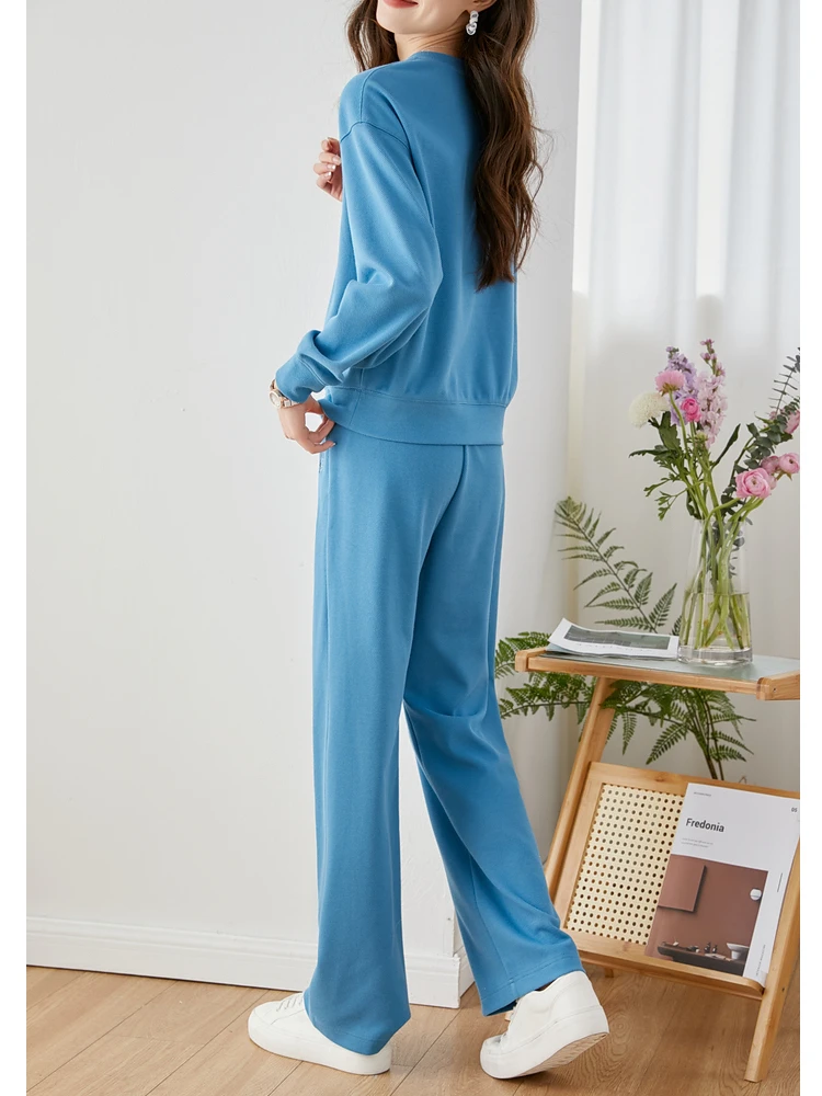 Vimly Casual Sports Sweatsuits Wide Leg Pant Sets Tracksuits New In Matching Sets for Women 2024 Spring 2 Piece Outfits V7800