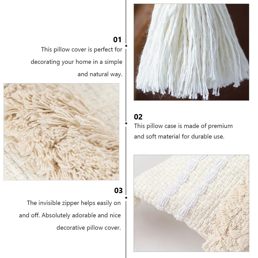 

1pc Tufted Waist Pillow Cover Chenille Bohemian Tassel Decorative Case Handmade Sofa Bedroom Lumbar Cushion Home Textiles