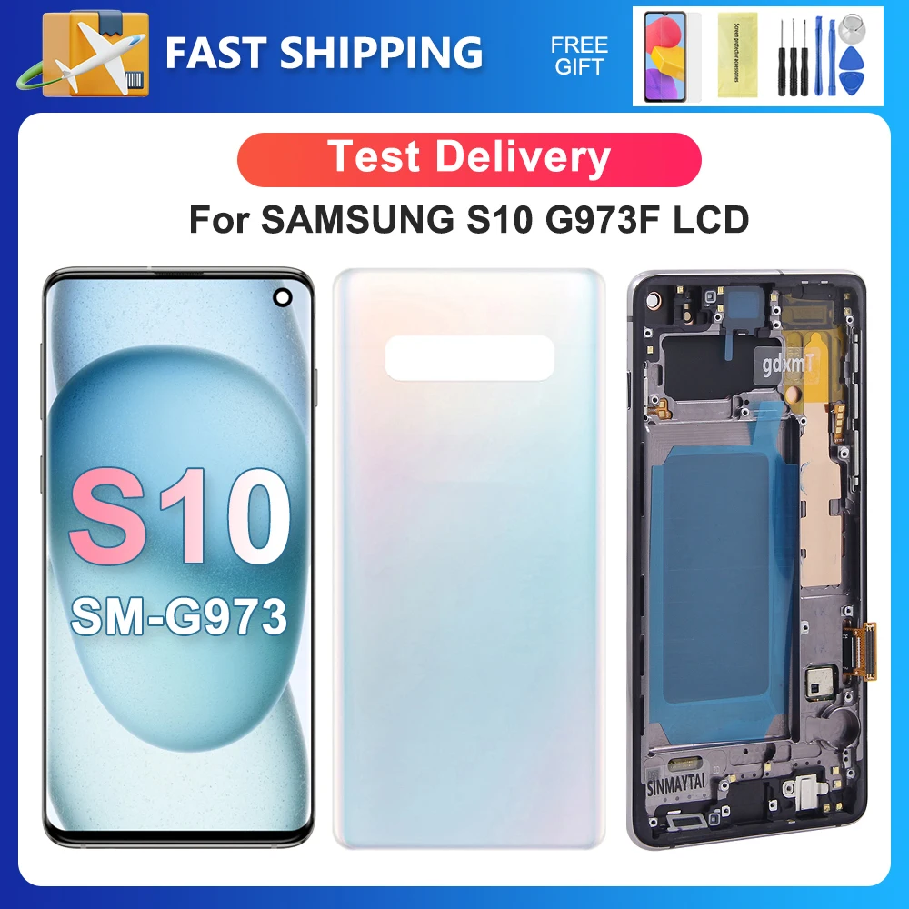 

S10 For Samsung 6.1''For AMOLED G973F G973U G973W G973N SCV41 LCD Display Touch Screen Digitizer Assembly Replacement