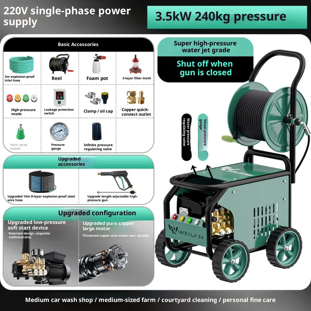 500Bar High-Pressure Water Gun - Automatic Control Tool for Car Detailing & 150-200Bar Sewer Pipe Cleaning Machine