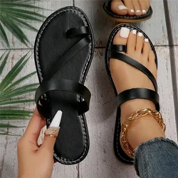 2023NewSummer Solid Color Flat Sandals Fashion Open Toe Outdoor Slippers Casual Beach Women's Shoes Plus Zapatos De Mujer Slides