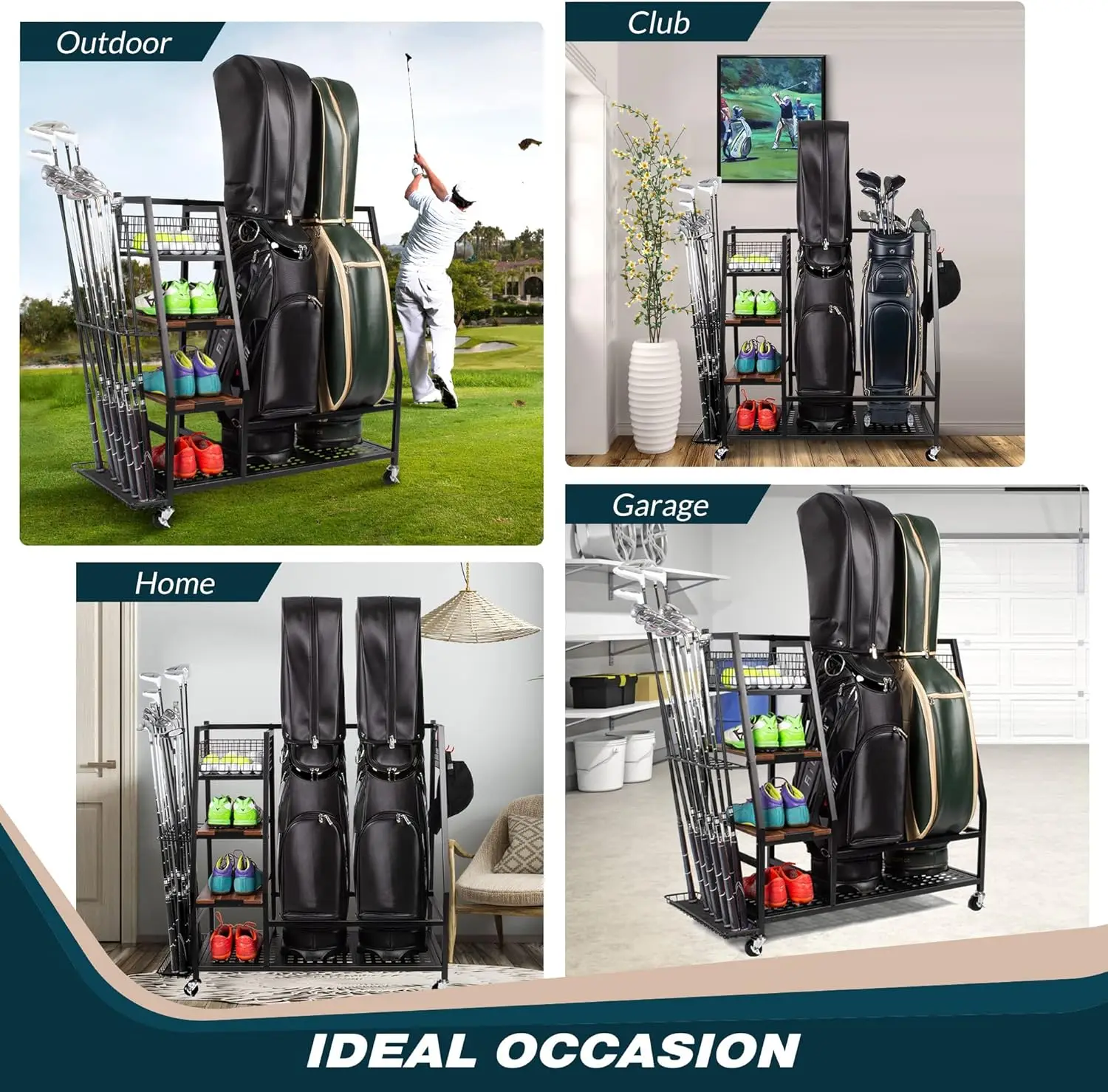 Golf Bag Rack Club Storage Rack Metal Storage Display Rack Golf Supplies Driving Range Equipment Ball Bag