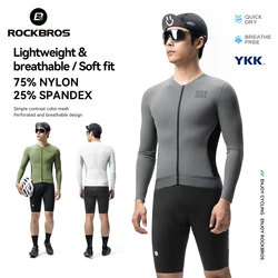 ROCKBROS 통기성 사이클링 저지 남녀공용, 빠른 건조, 긴팔 셔츠, 방풍 용수철, 여름 라이딩 의류, YKK 지퍼