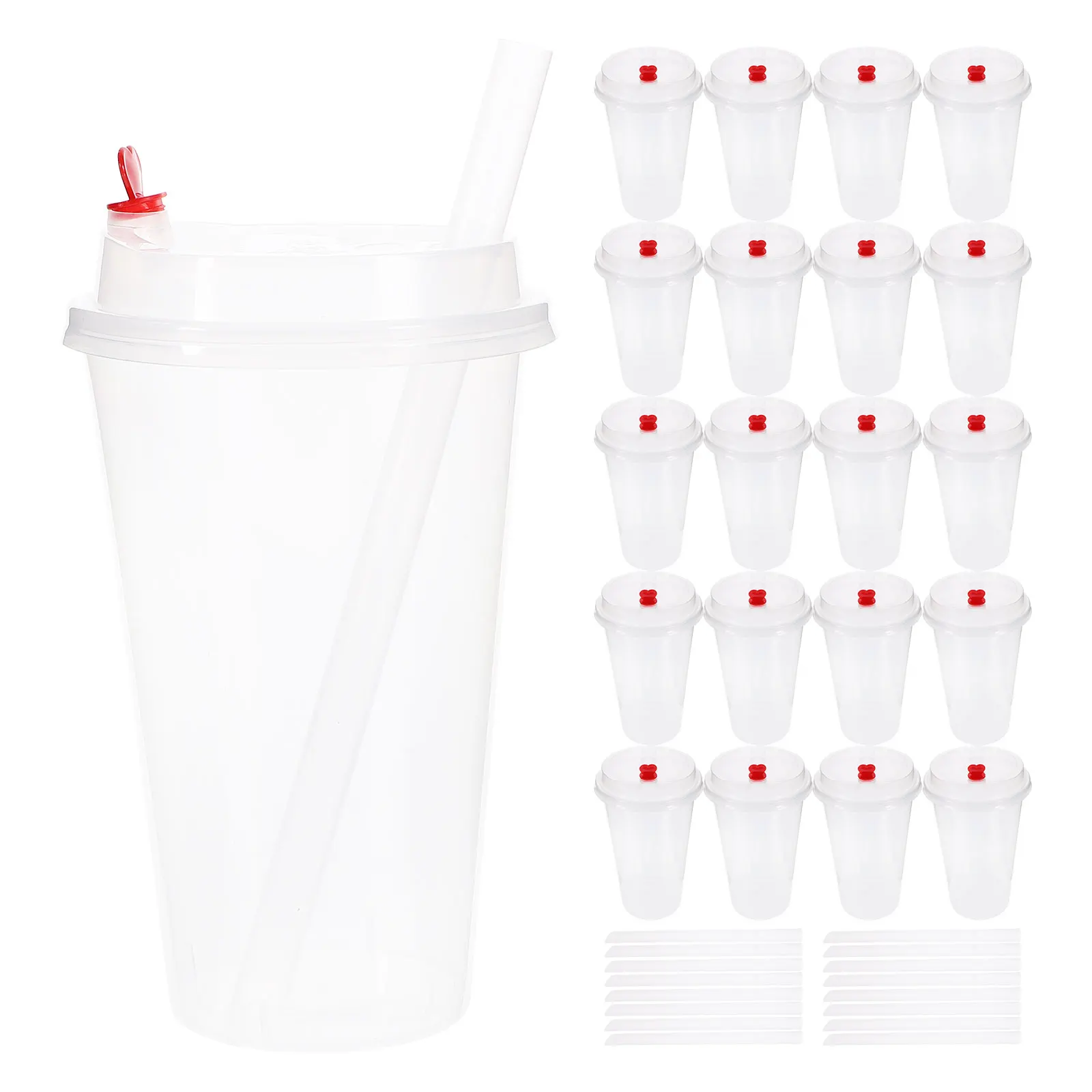 

25 set Clear Plastic Drinking 500Ml/17Oz Large Capacity With Lids Water Juice Coffee Beverage Cups Cold Takeaway Cups For Home