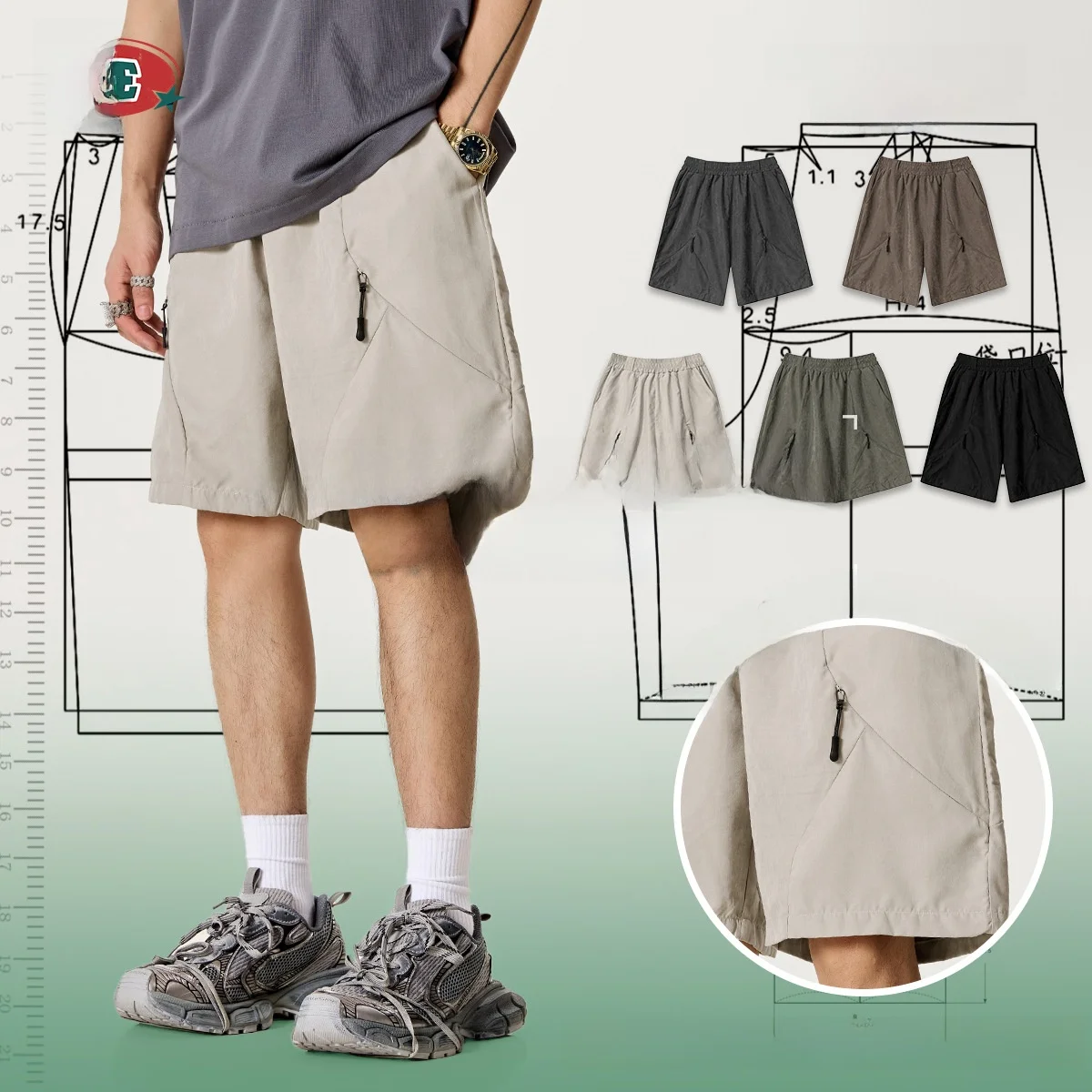 

Мужские летние быстросохнущие легкие пляжные брюки, водонепроницаемые спортивные шорты, прямые брюки со средней/низкой талией, хлопковые, модные, городские, стильные